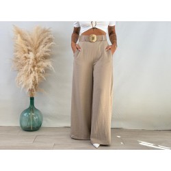 Pantalón satinado cinturón...