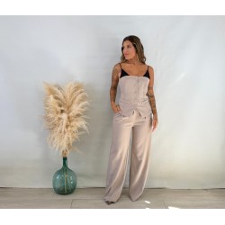 Conjunto encaje taupe
