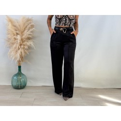 Pantalón raya satinado negro