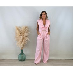 Traje chaleco rosa
