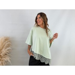 Camiseta encaje verde manzana