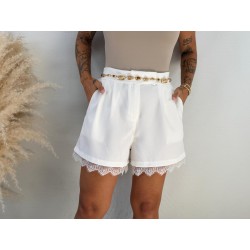 Pantalón pinza encaje blanca