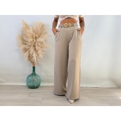 Pantalón satinado cinturón...