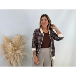 Bomber cuadros marrón
