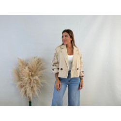 Gabardina bordada beige