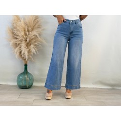 Vaquero wide leg bordado