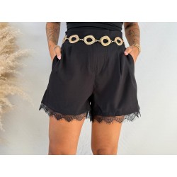 Pantalón pinza encaje negro