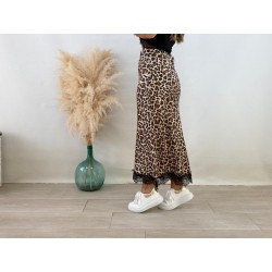 Falda print encaje