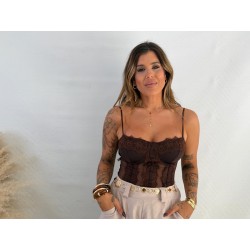 Corset encaje marrón
