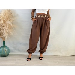 Pantalón aladin pinza marrón