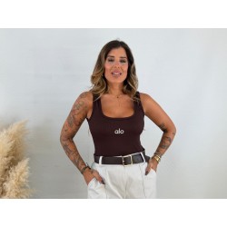 Camiseta alo canalé marrón