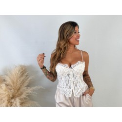 Corset encaje blanco/beige