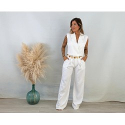 Traje chaleco blanco