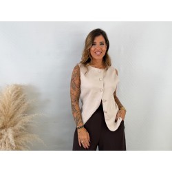 Chaleco botones beige
