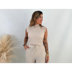 Camiseta tejido beige