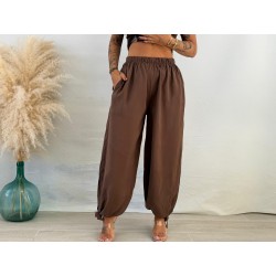 Pantalón aladin lazos marrón
