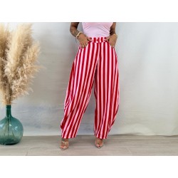 Pantalón balloon rayas rosa