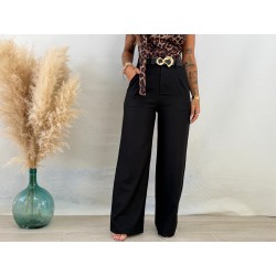 Pantalón pinza cinturón negro