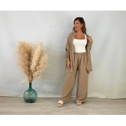 Conjunto kimono camel