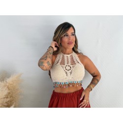 Top crochet abalorios