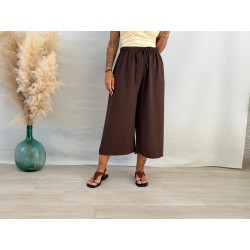 Pantalón midi fluido marrón