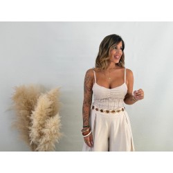 Top encaje beige