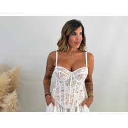 Corset encaje elástico blanco