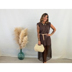Vestido hombreares encaje