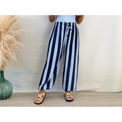 Pantalón jogger rayas azul