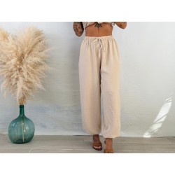 Pantalón jogger fino beige