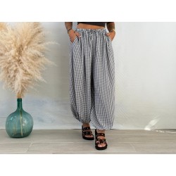 Pantalón cuadros jogger marrón