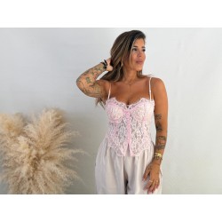 Corset encaje rosa