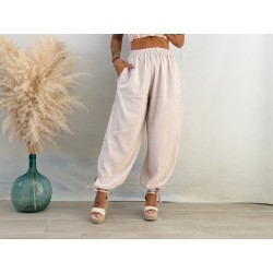Pantalón aladin lazos beige