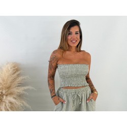 Top fruncido Vichy verde
