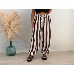 Pantalón jogger rayas marrón