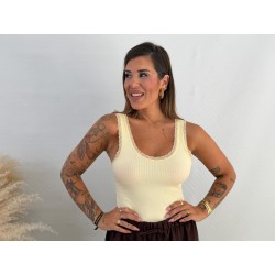 Camiseta canalé encaje...
