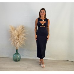 Vestido broches azul