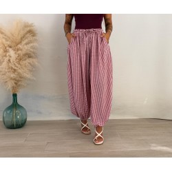 Pantalón cuadros burdeos