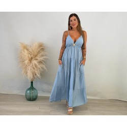 Vestido bambula celeste