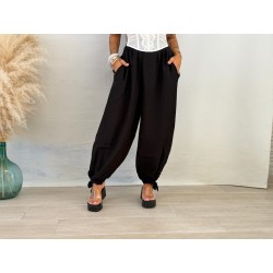 Pantalón bambula lazo negro