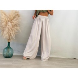 Pantalón palazo fluido beige