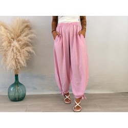 Pantalón bambula lazo rosa