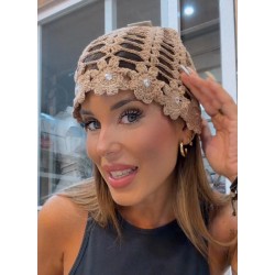 Gorro margaritas camel