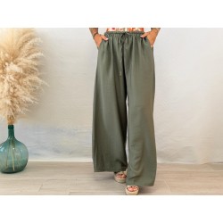 Pantalón bambula palazo verde