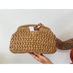 Bolso rafia asa camel