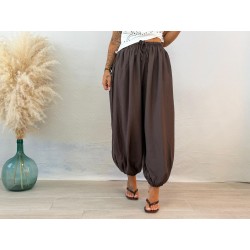 Pantalón bambula jogger marrón