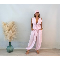 Conjunto Vichy lacitos rosa