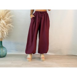 Pantalón bambula burdeos
