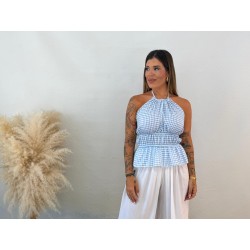 Camisa cuadros celeste