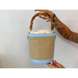 Bolso rafia celeste